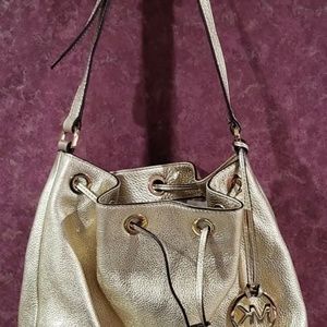 Michael Kors Large Jules Gold Drawstring Bag